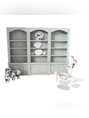 Dollhouse Furniture Accessories Grey Hutch